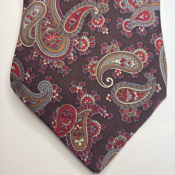 Saks Fifth Avenue Other - Saks Fifth Avenue Brown, Green, Red & Gold Paisley 100% Silk Tie